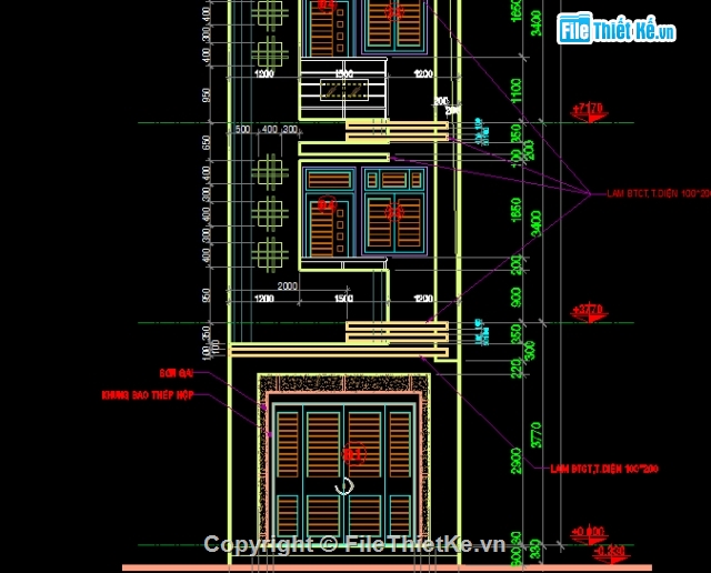 nhà mặt phố,thiết kế lệch tầng,File thiết kế